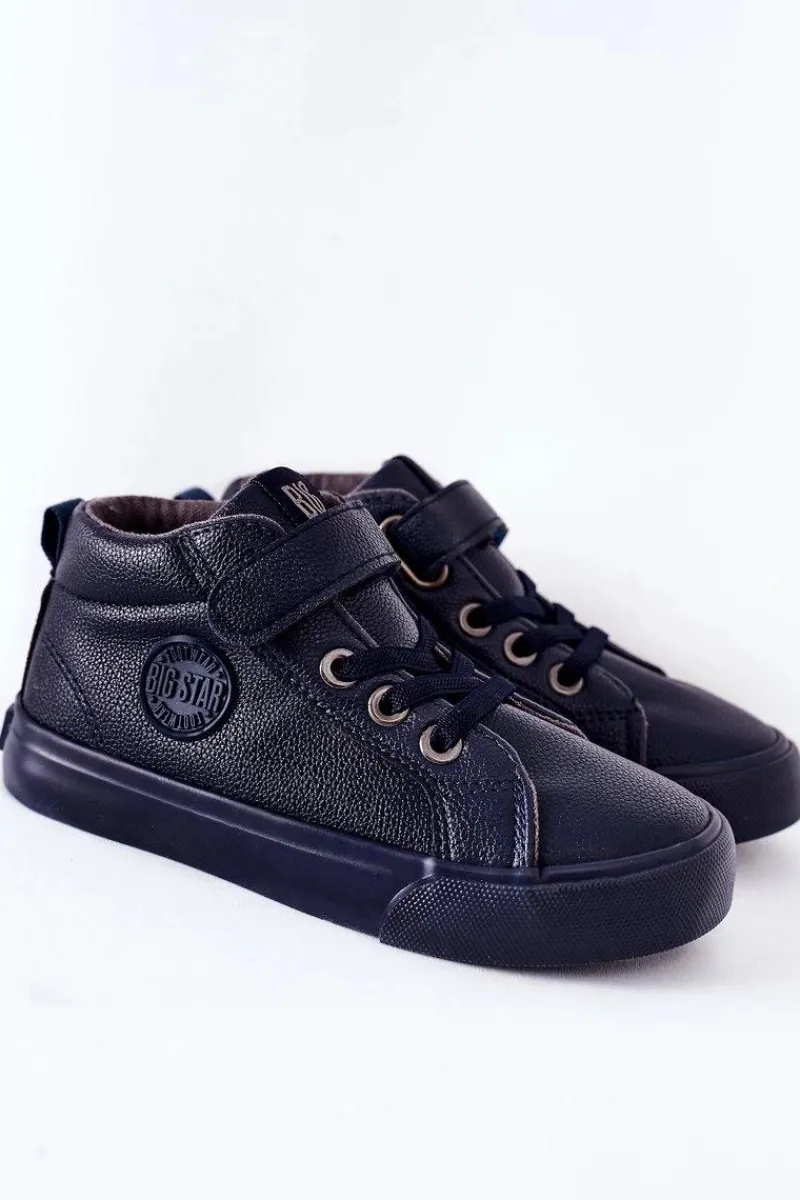 Dziecięce Wysokie Tenisówki Big Star EE374003 Granatowe Dzieci Chłopięce