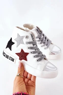Dziewczęce|Trampki Damskie Big Star>Big Star Shoes Dziecięce Wysokie Trampki Z Suwakiem BIG STAR II374029 Białe