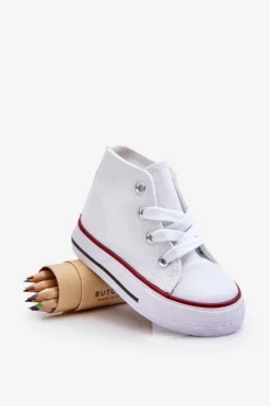 Dziecięce Wysokie Trampki Białe Filemon Dzieci Chłopięce|Dziewczęce