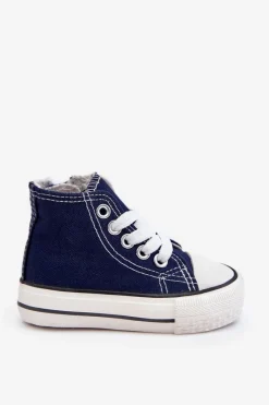 Best Boto Dziecięce Wysokie Trampki Z Zamkiem Granatowe Filemon Niebieski