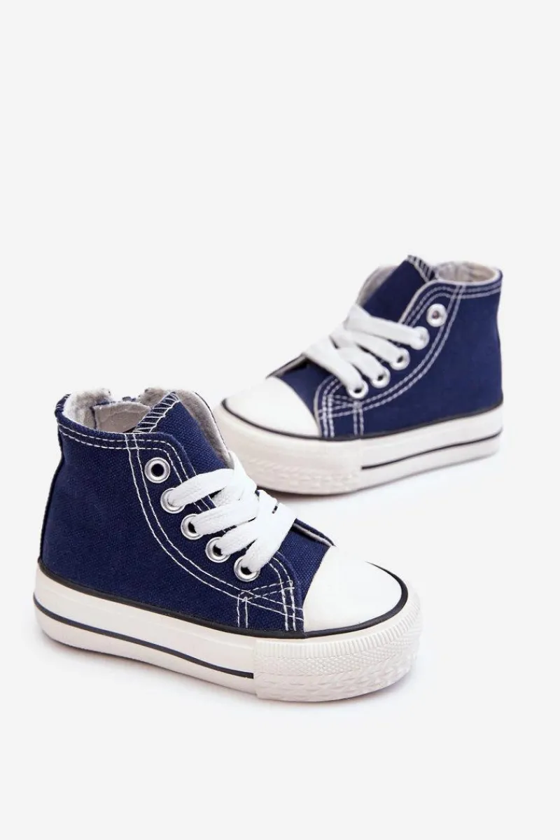 Best Boto Dziecięce Wysokie Trampki Z Zamkiem Granatowe Filemon Niebieski