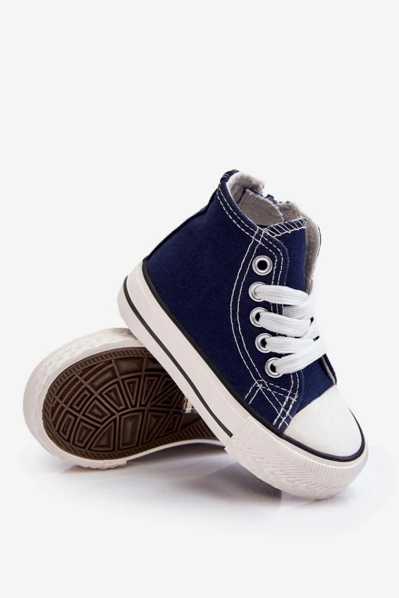 Best Boto Dziecięce Wysokie Trampki Z Zamkiem Granatowe Filemon Niebieski