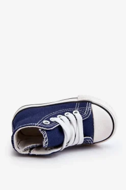 Best Boto Dziecięce Wysokie Trampki Z Zamkiem Granatowe Filemon Niebieski