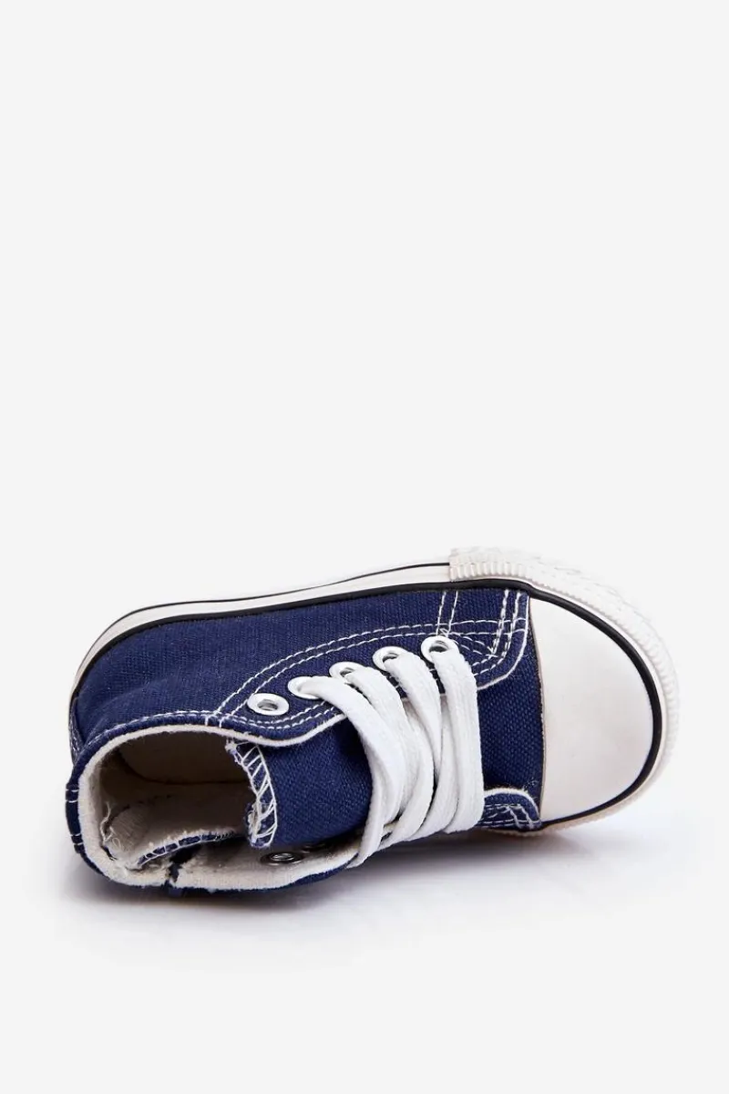 Best Boto Dziecięce Wysokie Trampki Z Zamkiem Granatowe Filemon Niebieski