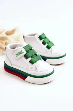 Best Dziecięce Wysokie Trampki Ze Ściągaczem Biało-Zielone Baxter Dzieci Chłopięce|Chłopięce