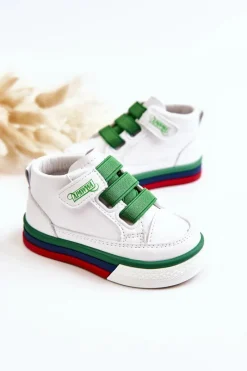 Best Dziecięce Wysokie Trampki Ze Ściągaczem Biało-Zielone Baxter Dzieci Chłopięce|Chłopięce