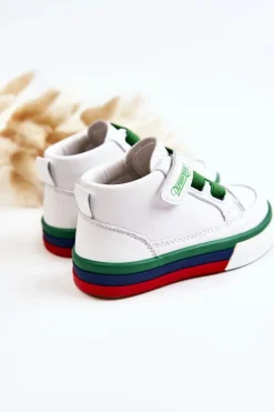 Best Dziecięce Wysokie Trampki Ze Ściągaczem Biało-Zielone Baxter Dzieci Chłopięce|Chłopięce