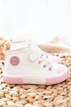 New Dziecięce Wysokie Trampki Na Rzepy BIG STAR II374014 Białe Dzieci Chłopięce|Dziewczęce