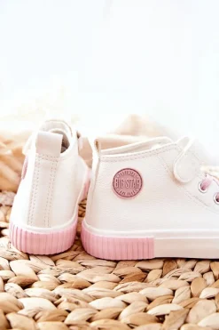 New Dziecięce Wysokie Trampki Na Rzepy BIG STAR II374014 Białe Dzieci Chłopięce|Dziewczęce