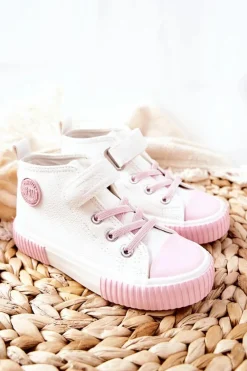 New Dziecięce Wysokie Trampki Na Rzepy BIG STAR II374014 Białe Dzieci Chłopięce|Dziewczęce