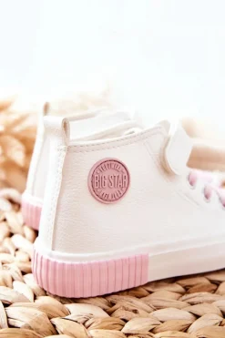 New Dziecięce Wysokie Trampki Na Rzepy BIG STAR II374014 Białe Dzieci Chłopięce|Dziewczęce