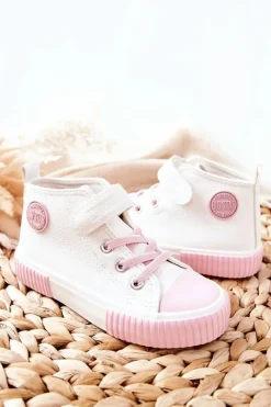 New Dziecięce Wysokie Trampki Na Rzepy BIG STAR II374014 Białe Dzieci Chłopięce|Dziewczęce