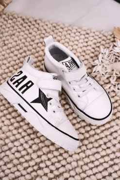 Dziecięce Wysokie Trampki Na Rzep Białe Sparky Dzieci Chłopięce|Dziewczęce