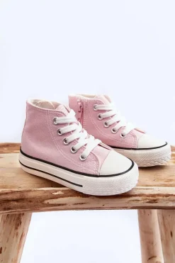 Clearance Boto Dziecięce Wysokie Trampki Na Zamek Jasnoróżowe Filemon