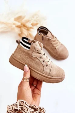 Chłopięce|Dziewczęce>Boto Dziecięce Wysokie Trampki Na Suwak Beżowe Boone