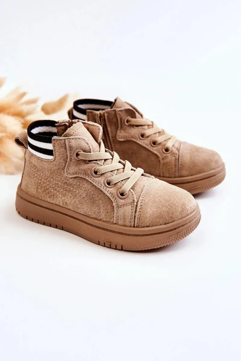 Chłopięce|Dziewczęce>Boto Dziecięce Wysokie Trampki Na Suwak Beżowe Boone