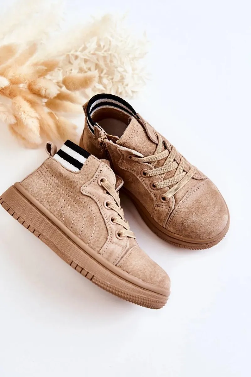 Chłopięce|Dziewczęce>Boto Dziecięce Wysokie Trampki Na Suwak Beżowe Boone