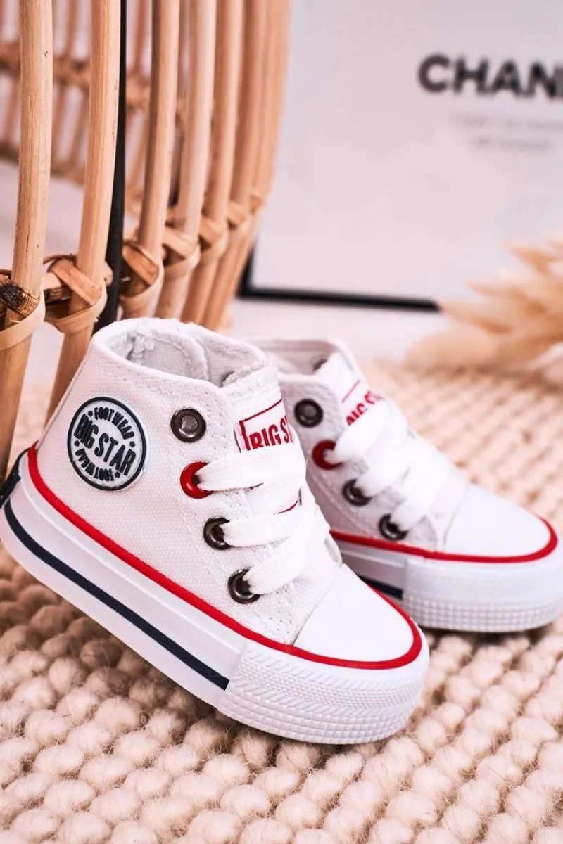 Chłopięce|Dziewczęce>Big Star Shoes Dziecięce Wysokie Trampki Z Suwakiem BIG STAR HH374187 Białe