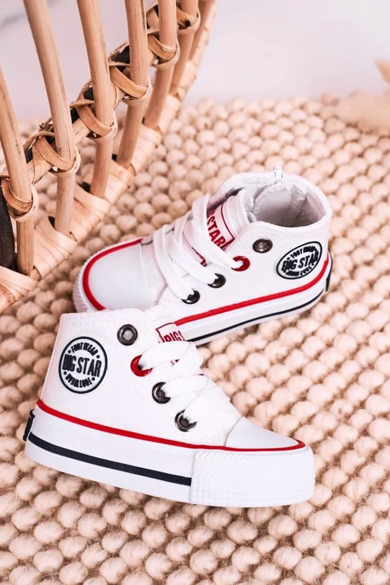 Chłopięce|Dziewczęce>Big Star Shoes Dziecięce Wysokie Trampki Z Suwakiem BIG STAR HH374187 Białe