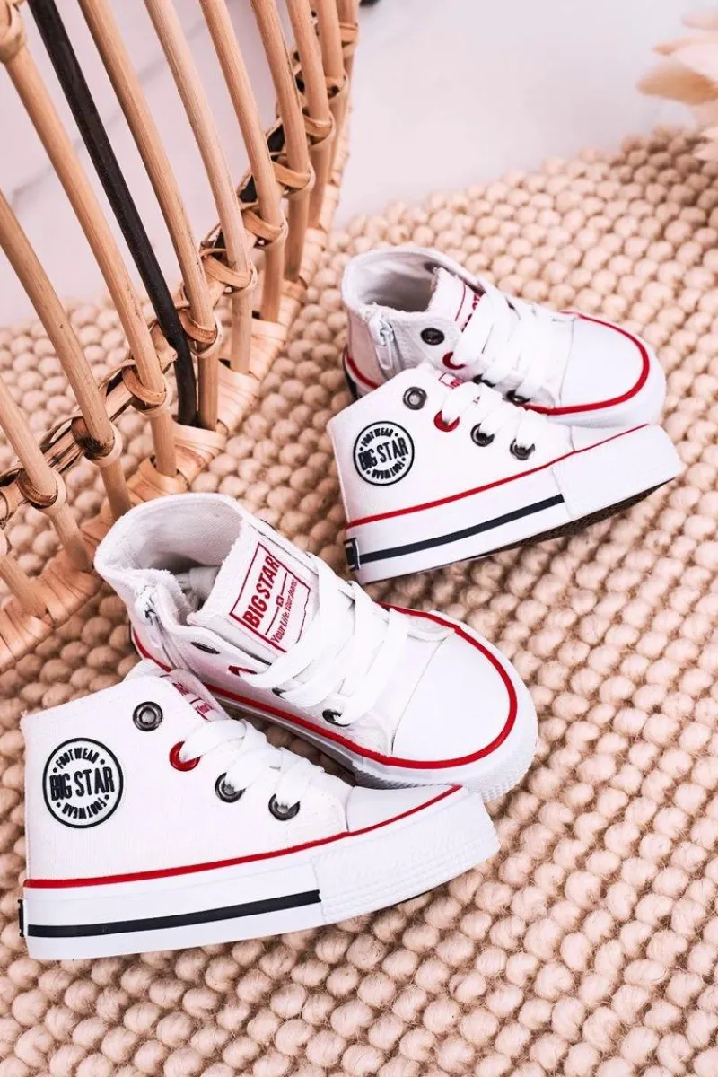 Chłopięce|Dziewczęce>Big Star Shoes Dziecięce Wysokie Trampki Z Suwakiem BIG STAR HH374187 Białe
