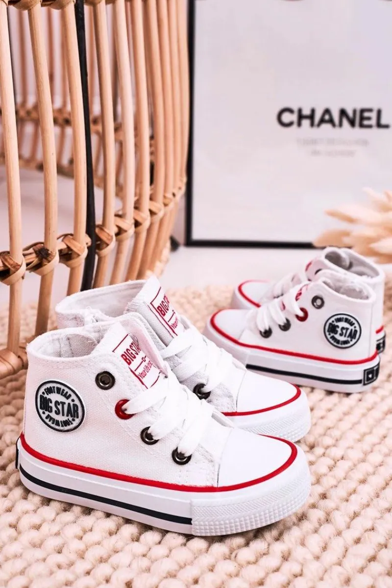Chłopięce|Dziewczęce>Big Star Shoes Dziecięce Wysokie Trampki Z Suwakiem BIG STAR HH374187 Białe