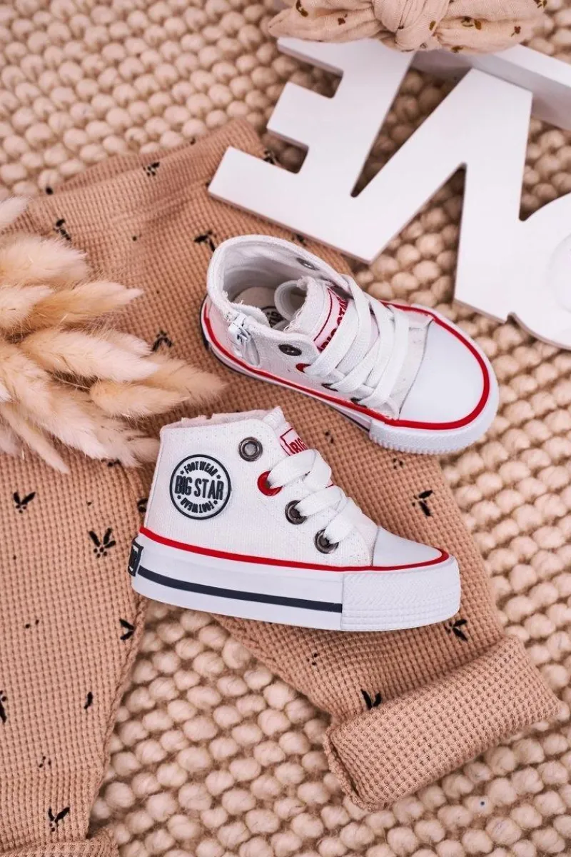 Chłopięce|Dziewczęce>Big Star Shoes Dziecięce Wysokie Trampki Z Suwakiem BIG STAR HH374187 Białe