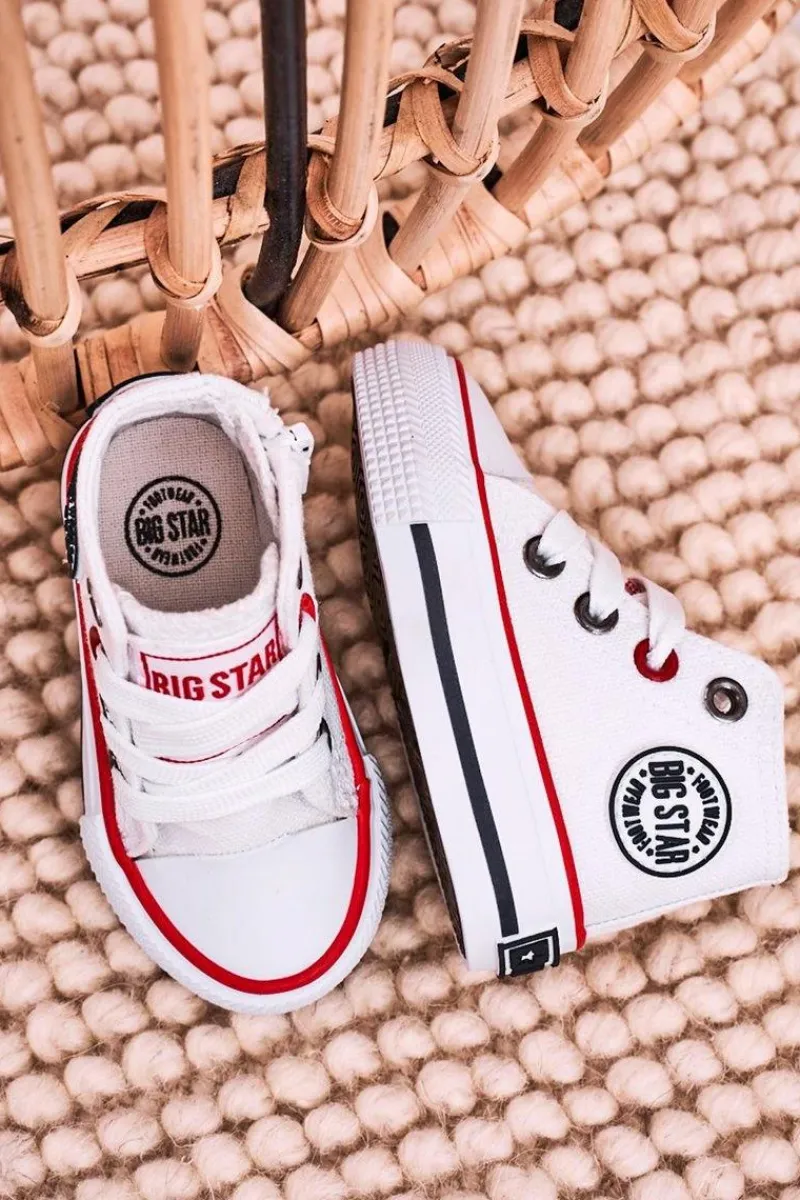 Chłopięce|Dziewczęce>Big Star Shoes Dziecięce Wysokie Trampki Z Suwakiem BIG STAR HH374187 Białe