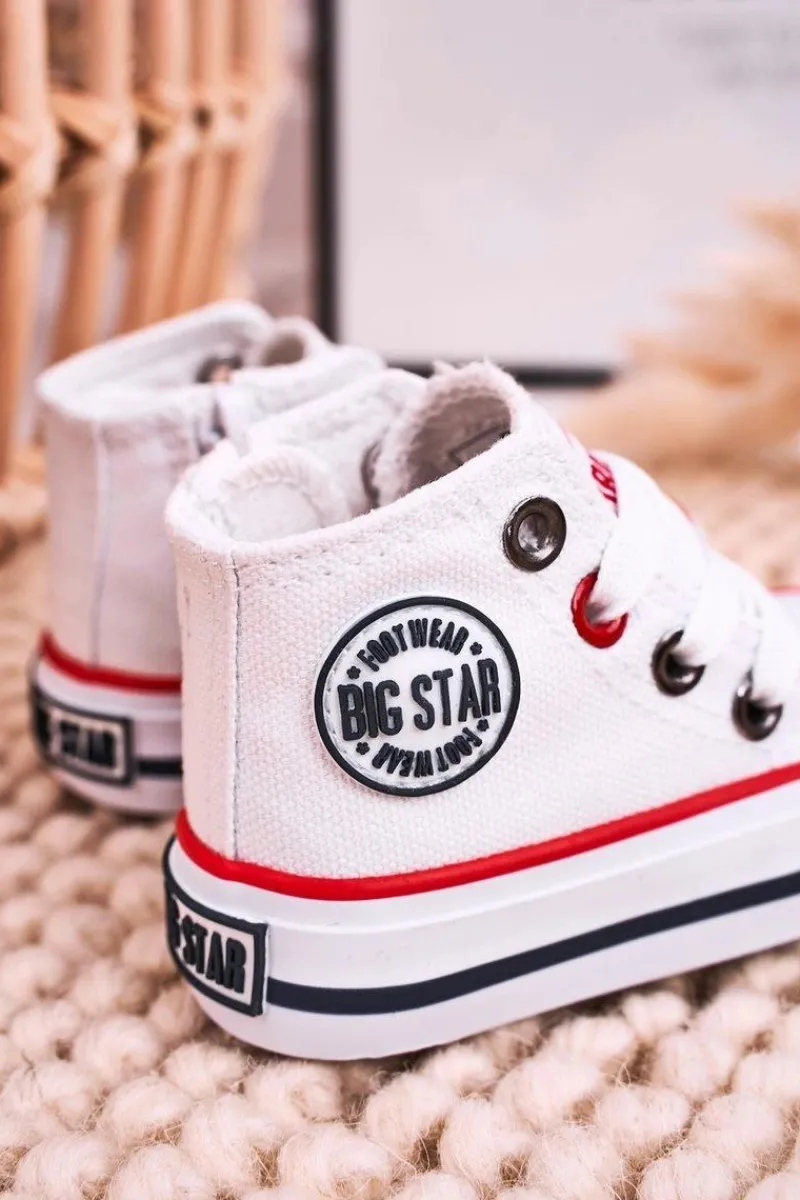 Chłopięce|Dziewczęce>Big Star Shoes Dziecięce Wysokie Trampki Z Suwakiem BIG STAR HH374187 Białe