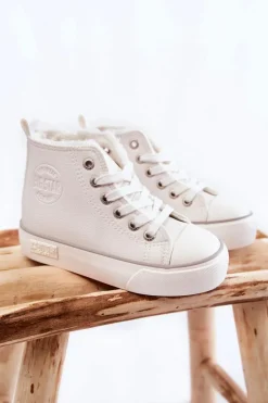 Chłopięce|Dziewczęce>Big Star Shoes Dziecięce Wysokie Trampki Na Suwak Big Star KK374227 Białe Biały