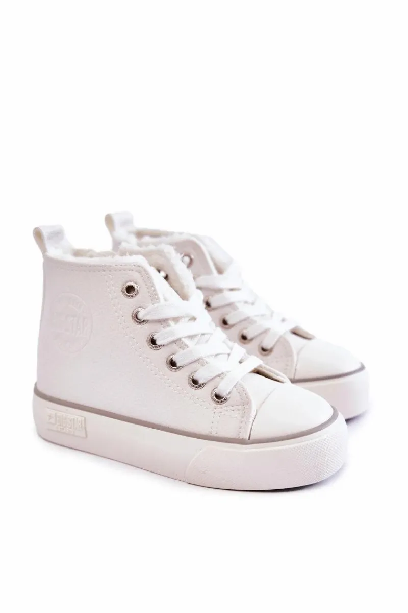 Chłopięce|Dziewczęce>Big Star Shoes Dziecięce Wysokie Trampki Na Suwak Big Star KK374227 Białe Biały