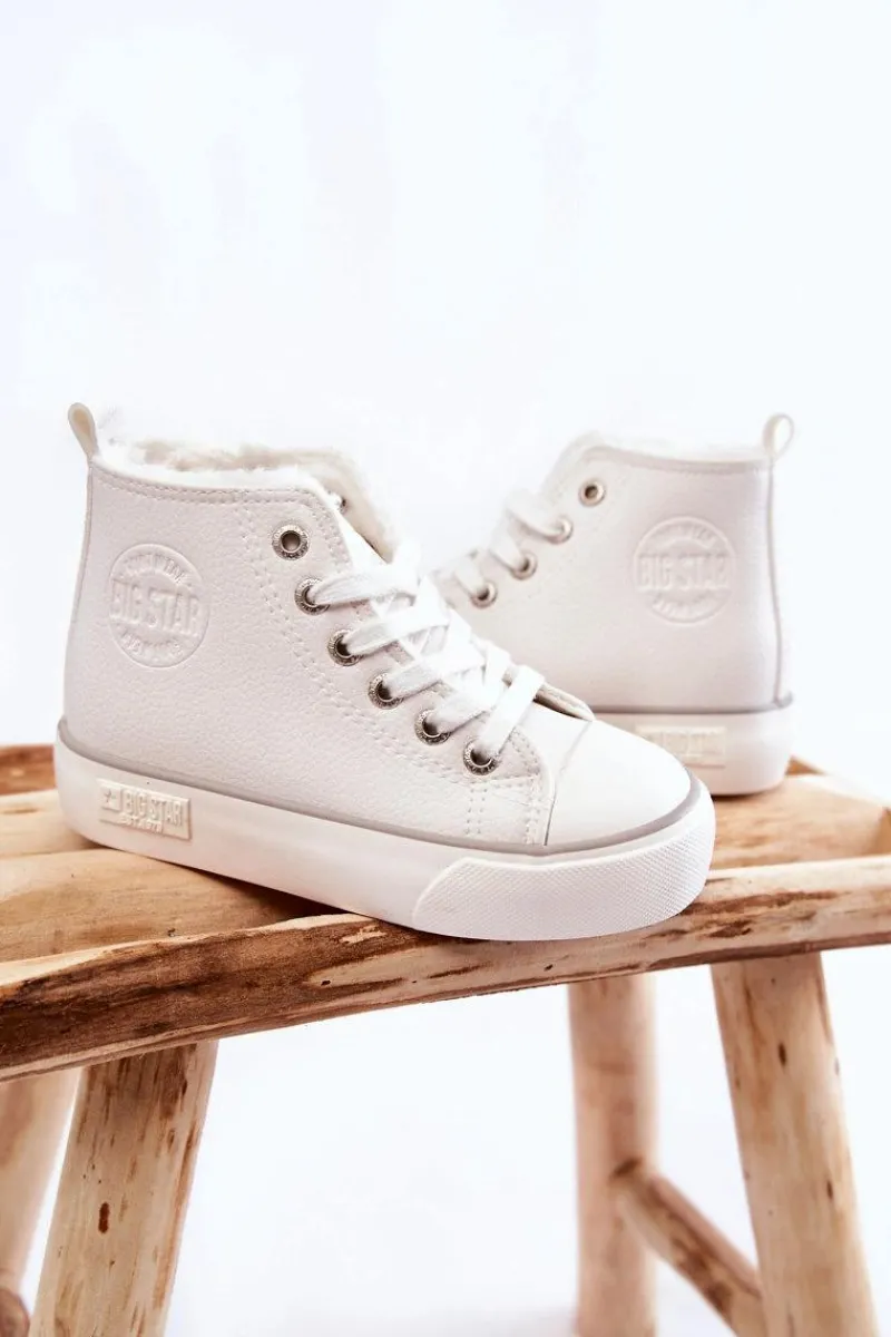 Chłopięce|Dziewczęce>Big Star Shoes Dziecięce Wysokie Trampki Na Suwak Big Star KK374227 Białe Biały