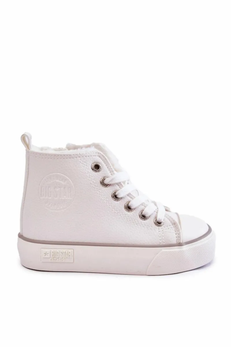 Chłopięce|Dziewczęce>Big Star Shoes Dziecięce Wysokie Trampki Na Suwak Big Star KK374227 Białe Biały