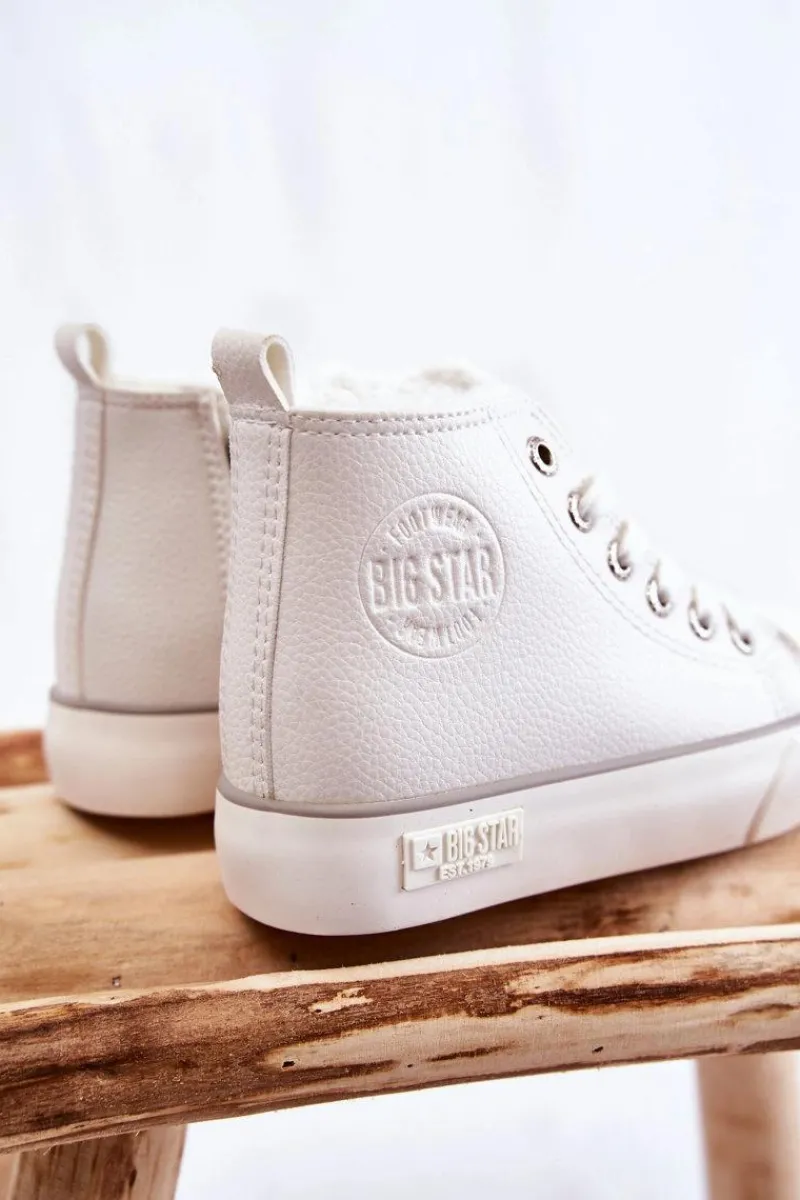 Chłopięce|Dziewczęce>Big Star Shoes Dziecięce Wysokie Trampki Na Suwak Big Star KK374227 Białe Biały