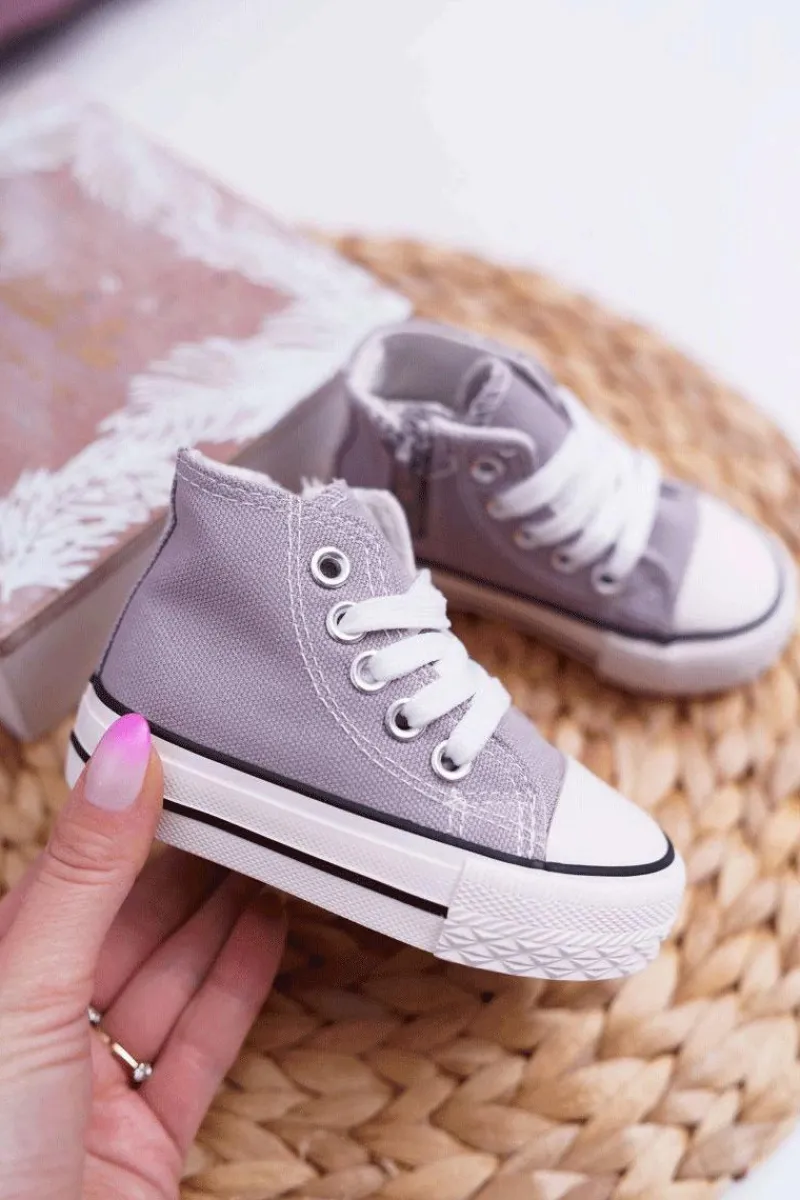 Chłopięce|Dziewczęce>Boto Dziecięce Wysokie Trampki Szare Filemon