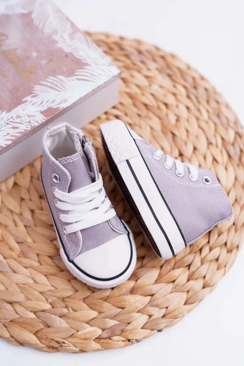 Chłopięce|Dziewczęce>Boto Dziecięce Wysokie Trampki Szare Filemon