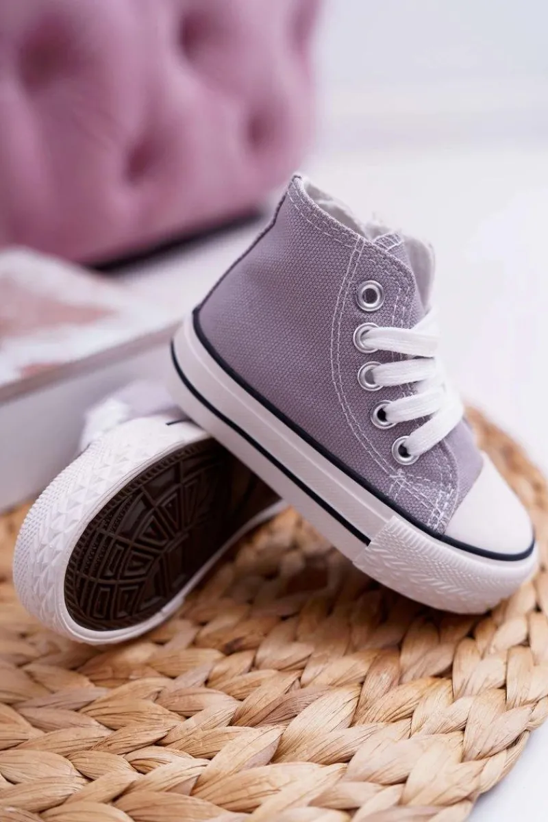 Chłopięce|Dziewczęce>Boto Dziecięce Wysokie Trampki Szare Filemon