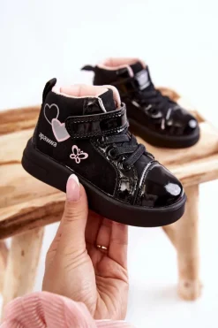 Dziewczęce|Dziewczęce>Boto Dziecięce Wysokie Trampki Na Rzep Czarne Cheezi