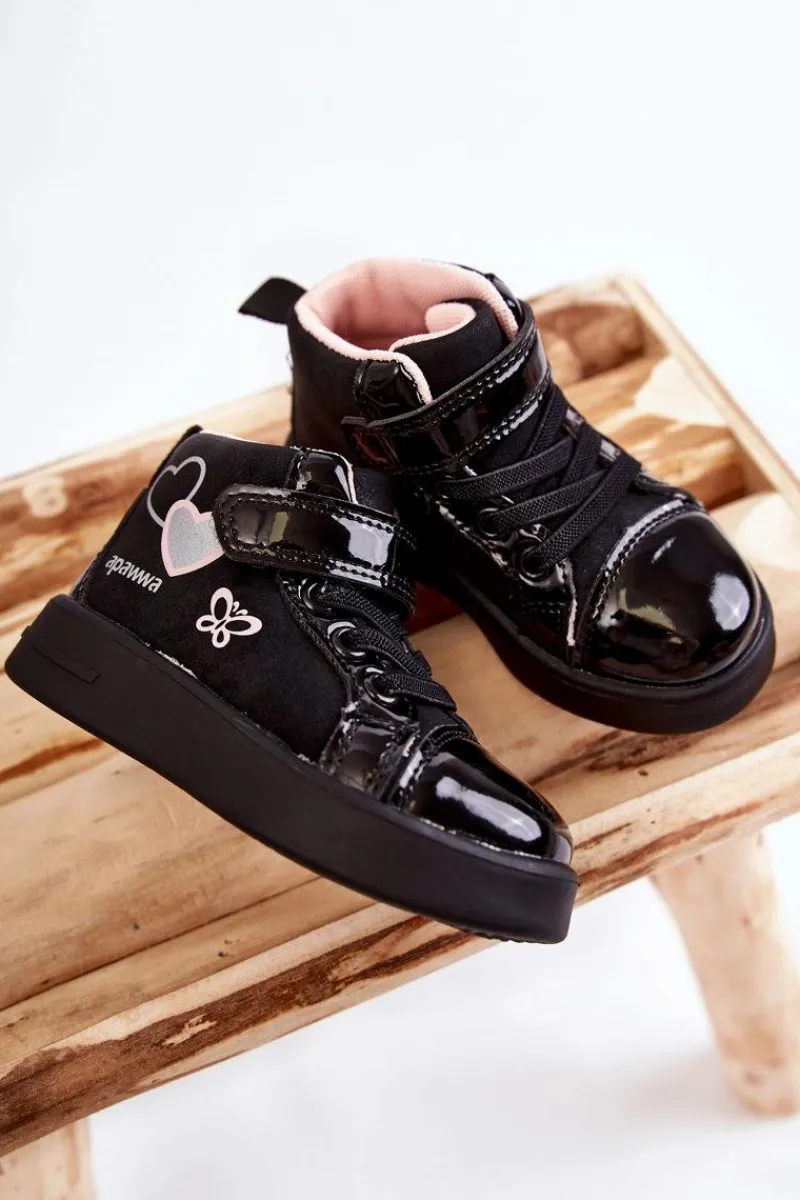 Dziewczęce|Dziewczęce>Boto Dziecięce Wysokie Trampki Na Rzep Czarne Cheezi