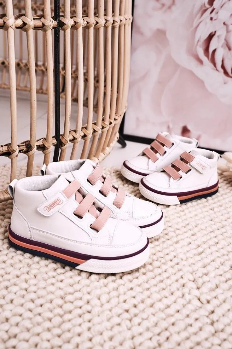 Best Dziecięce Wysokie Trampki Ze Ściągaczem Biało Różowe Baxter Dzieci Dziewczęce|Dziewczęce