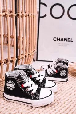 Hot Big Star Shoes Dziecięce Wysokie Trampki Z Suwakiem BIG STAR HH374084 Czarne