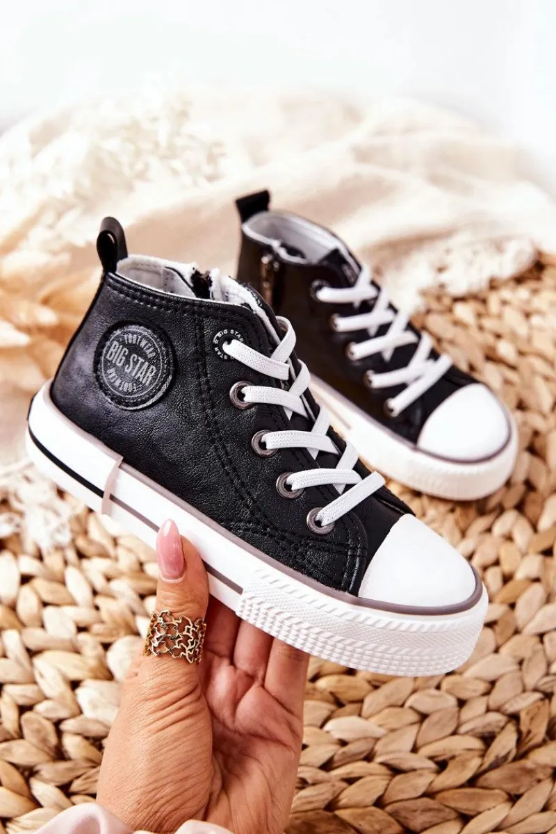 Chłopięce|Dziewczęce>Big Star Shoes Dziecięce Wysokie Trampki BIG STAR II374003 Czarne