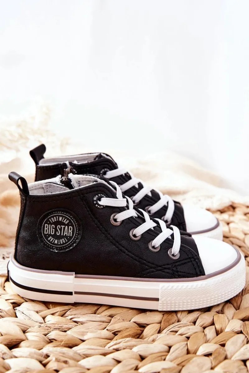 Chłopięce|Dziewczęce>Big Star Shoes Dziecięce Wysokie Trampki BIG STAR II374003 Czarne