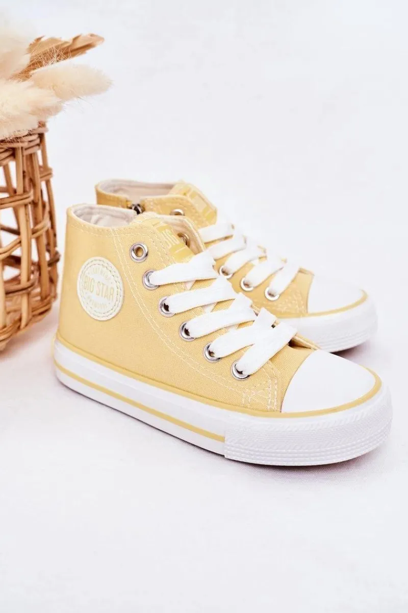 New Big Star Shoes Dziecięce Wysokie Trampki Z Suwakiem BIG STAR HH374138 Żółte