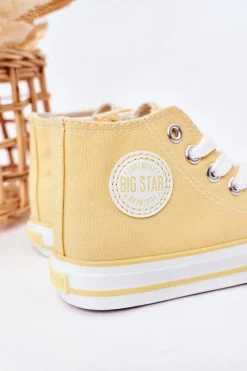New Big Star Shoes Dziecięce Wysokie Trampki Z Suwakiem BIG STAR HH374138 Żółte