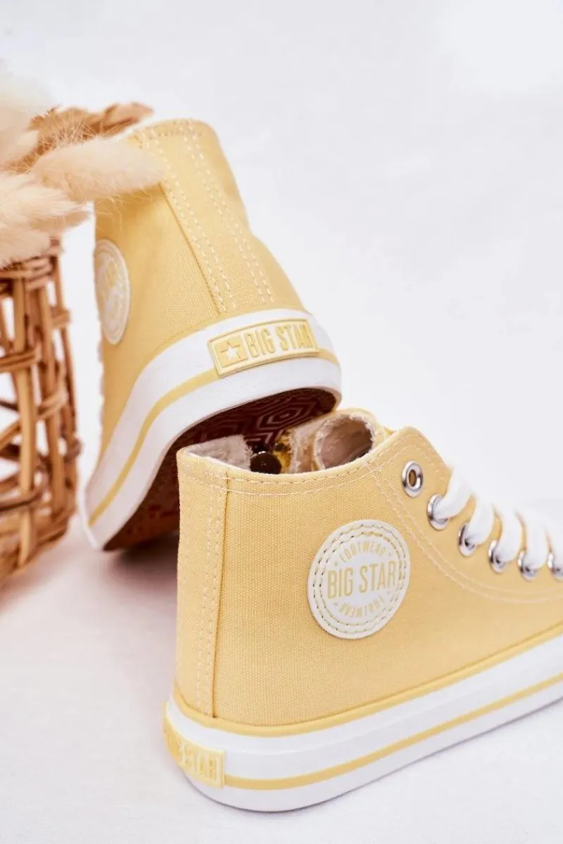 New Big Star Shoes Dziecięce Wysokie Trampki Z Suwakiem BIG STAR HH374138 Żółte