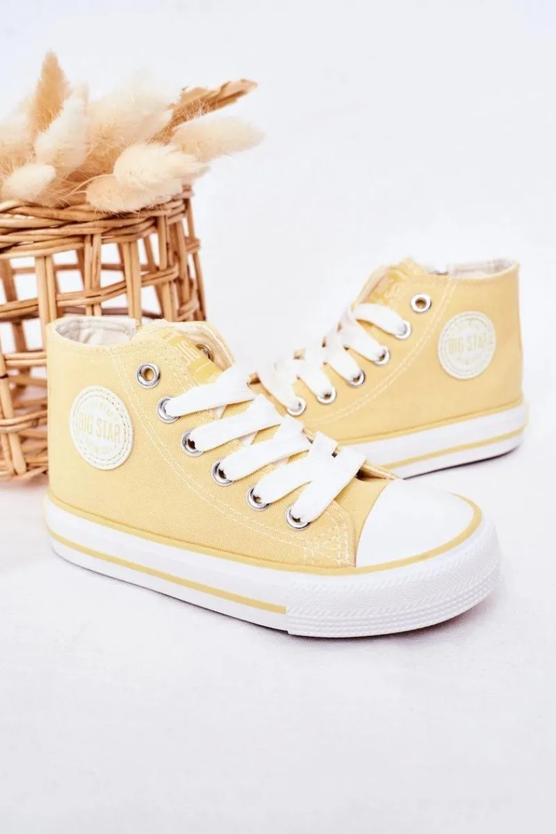 New Big Star Shoes Dziecięce Wysokie Trampki Z Suwakiem BIG STAR HH374138 Żółte