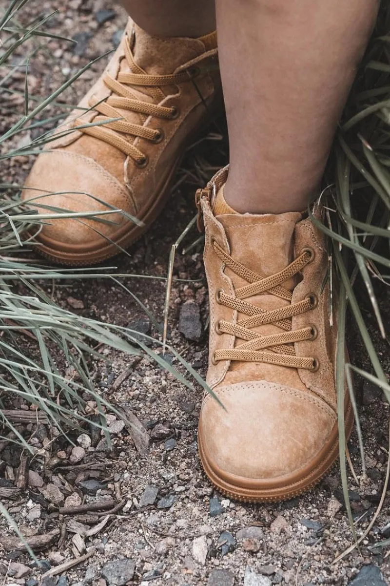 Outlet Boto Dziecięce Wysokie Trampki Na Suwak Camel Boone Brązowy