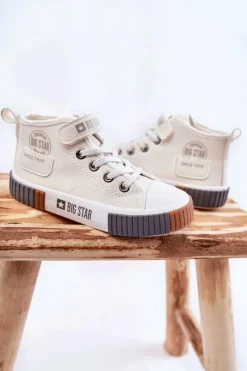 Clearance Big Star Shoes Dziecięce Wysokie Trampki BIG STAR KK374015 Białe