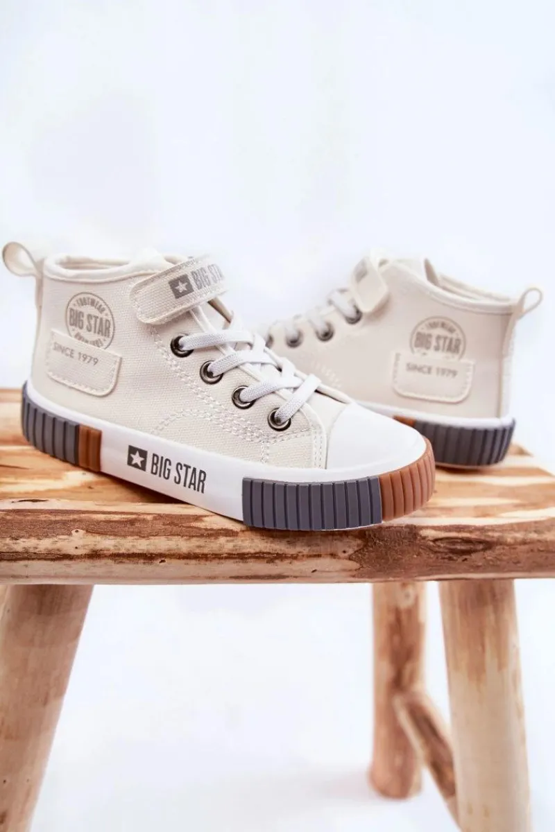 Clearance Big Star Shoes Dziecięce Wysokie Trampki BIG STAR KK374015 Białe