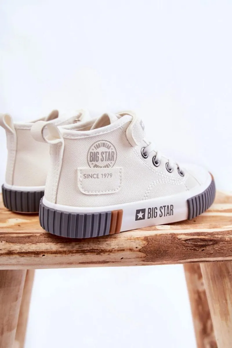 Clearance Big Star Shoes Dziecięce Wysokie Trampki BIG STAR KK374015 Białe